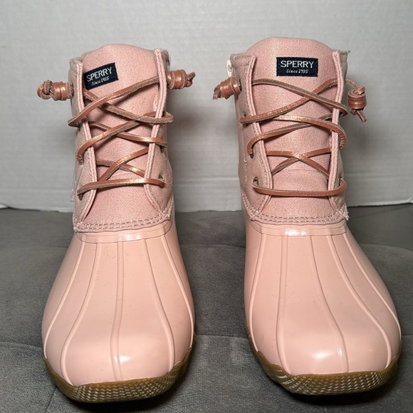 NWOT Sperry Kids Saltwater Rain Boots Blush Pink Size 6 - Picture 4 of 13